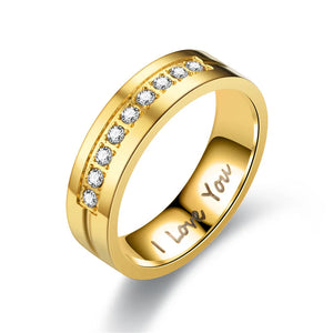 I Love You Men and Women Titanium Steel Wedding Ring Band - Gold or Silver