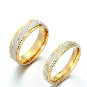Titanium Steel Gold Wave Couple Rings Wedding Infinity Ring Men and Women