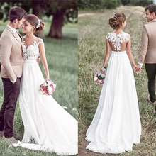 Elegant Floral Lace Applique White Wedding Dress