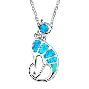 Beach Blue Fire Opal Pendant Necklace in Various Designs