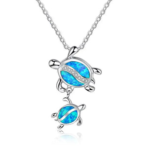 Beach Blue Fire Opal Pendant Necklace in Various Designs