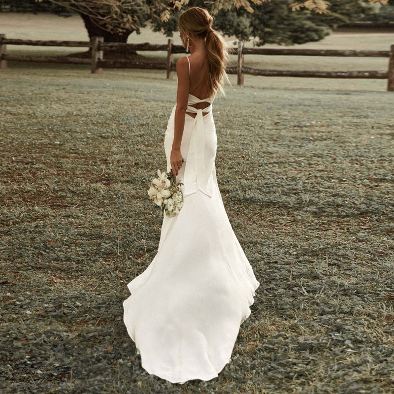 Simply Stunning Custom Made Open Back Beach Wedding Dress – Heirloom  Hourglass