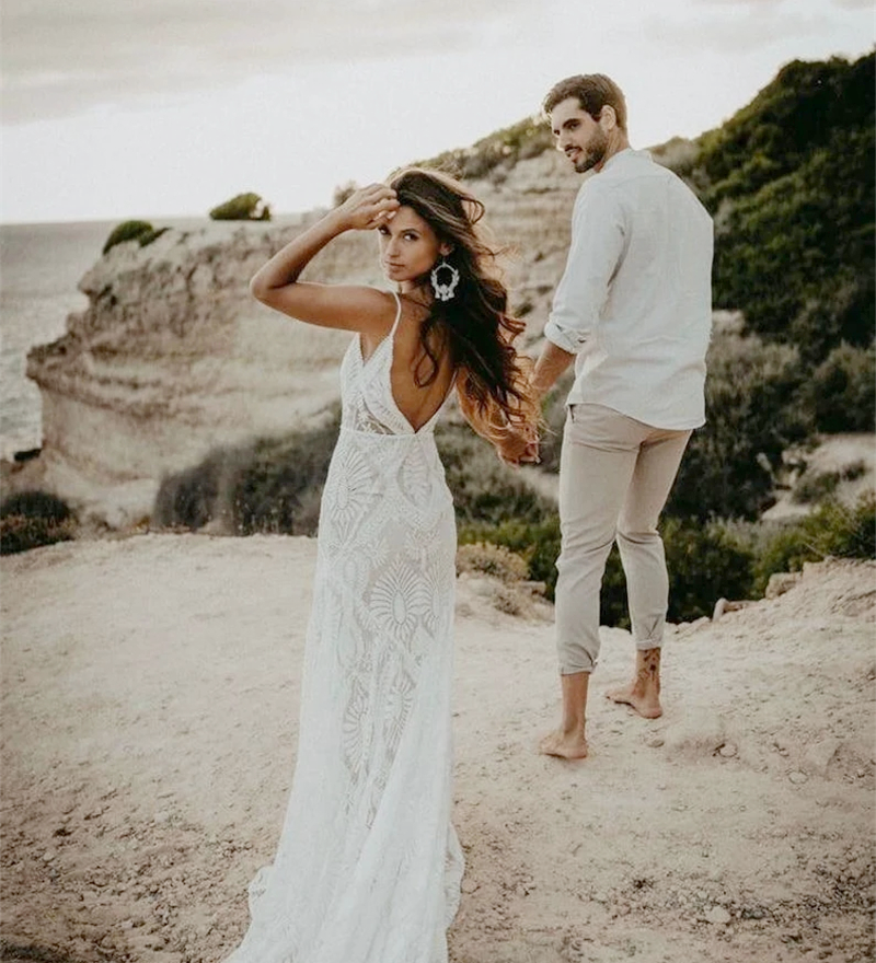Boho Lace Beach Wedding Dress Boho Lace Beach Wedding Dress