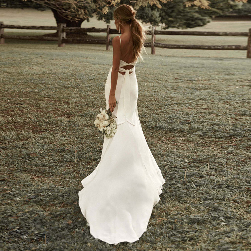 Simply Stunning Custom Made Open Back Beach Wedding Dress Simply Stunning Custom Made Open Back Beach Wedding Dress