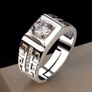 Sterling Silver Crystal Wedding Ring for Men