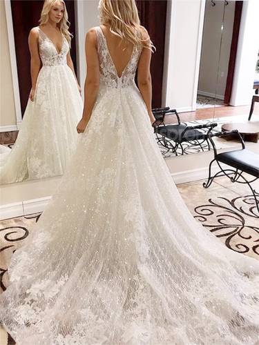 Exquisite Lace and Glitter Wedding Dress
