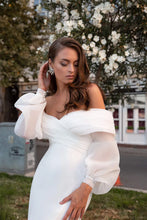 Heirloom Collcetions wedding dress Satin Mermaid Wedding Dress with Puff Sleeves