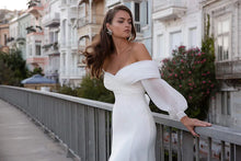 Heirloom Collcetions wedding dress Satin Mermaid Wedding Dress with Puff Sleeves