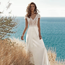 Heirloom Collections bridal gown Classy Lace and Chiffon Wedding Dress with Deep V Back and Cap Sleeve