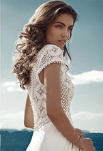 Heirloom Collections bridal gown Classy Lace and Chiffon Wedding Dress with Deep V Back and Cap Sleeve