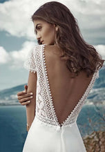 Heirloom Collections bridal gown Classy Lace and Chiffon Wedding Dress with Deep V Back and Cap Sleeve