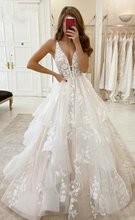 Heirloom Collections dress Flowing Princess Bridal Gown with Lace Appliques