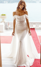 Heirloom Collections gown Glitter Mermaid Wedding Dress Off Shoulder with Shiny Train