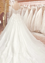 Heirloom Collections wedding dress Lace Appliques Beach Wedding Dress with Spaghetti Straps and Lace Up Back