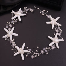 Heirloom Hourglass headpiece Handmade Silver Wedding Starfish and Pearls Bridal Tiara Headpiece