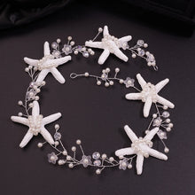 Heirloom Hourglass headpiece Handmade Silver Wedding Starfish and Pearls Bridal Tiara Headpiece
