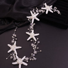 Heirloom Hourglass headpiece Handmade Silver Wedding Starfish and Pearls Bridal Tiara Headpiece