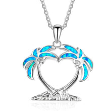 Heirloom Hourglass necklace Palm Trees Beach Blue Fire Opal Pendant Necklace in Various Designs
