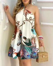 Heirloom Hourglass Summer Dress khaki owl / S Floral Print Backless Halter Dress