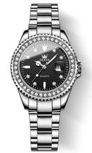 Heirloom Hourglass watch Steel Silver Black Diamond Dial Quartz Watch for Women
