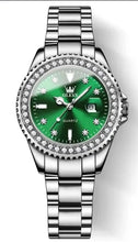 Heirloom Hourglass watch Steel Silver Green Diamond Dial Quartz Watch for Women