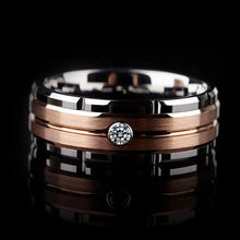 Heirloom Hourglass wedding band Luxury Rose Gold Zircon Stones Men or Women Wedding Band