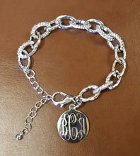 Stylish Silver with Crystals Link Bracelet Blank or Monogram Engraved