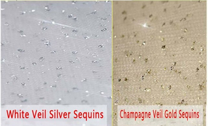 White or Champagne Sparkly Sequined Wedding Veil