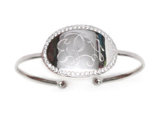 Monogram Oval Silver Bangle Bracelet Blank or Engraved