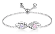 Custom Personalized 2 Names Infinity Bracelet with 2 Birthstones Bracelet