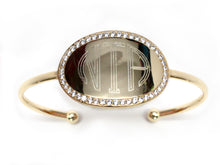 Monogram Oval Gold Bangle Bracelet Blank or Engraved