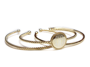 Blank or Monogram Gold Braided Rope Bangle Triple Set Bracelets