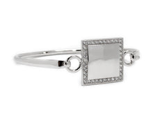 Square Silver Bangle Bracelet Blank or Monogram Engraved