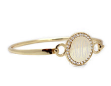 Heirloom Hourglass Bracelet Blank or Monogram Gold Circle Bangle Bracelet