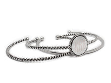Heirloom Hourglass Bracelet Blank or Monogram Silver Braided Rope Bangle Triple Set Bracelets
