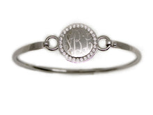 Heirloom Hourglass Bracelet Blank or Monogram Silver Circle Bangle Bracelet