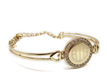 Heirloom Hourglass Bracelet Monogram Gold Bracelet with Hearts and Crystals - Blank or Engraved