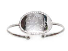 Heirloom Hourglass Bracelet Monogram Oval Silver Bangle Bracelet Blank or Engraved