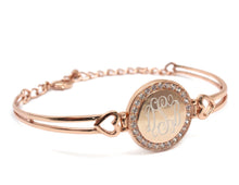 Heirloom Hourglass Bracelet Monogram Rose Gold Bracelet with Hearts - Blank or Engraved