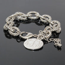Heirloom Hourglass Bracelet Silver and CZ Link Bracelet Blank or Monogram Engraved