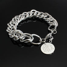 Heirloom Hourglass Bracelet Silver Double Link Bracelet Blank or Monogram Engraved