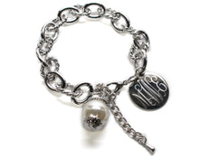 Heirloom Hourglass Bracelet Silver Rope Link Bracelet with Drop Pearl Blank or Monogram Engraved