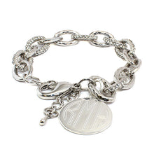 Heirloom Hourglass Bracelet Stylish Silver with Crystals Link Bracelet Blank or Monogram Engraved