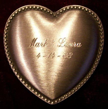 Heirloom Hourglass custom engraving Custom Engraved Heart Charm Closure for Unity Sand Ceremony Hourglass