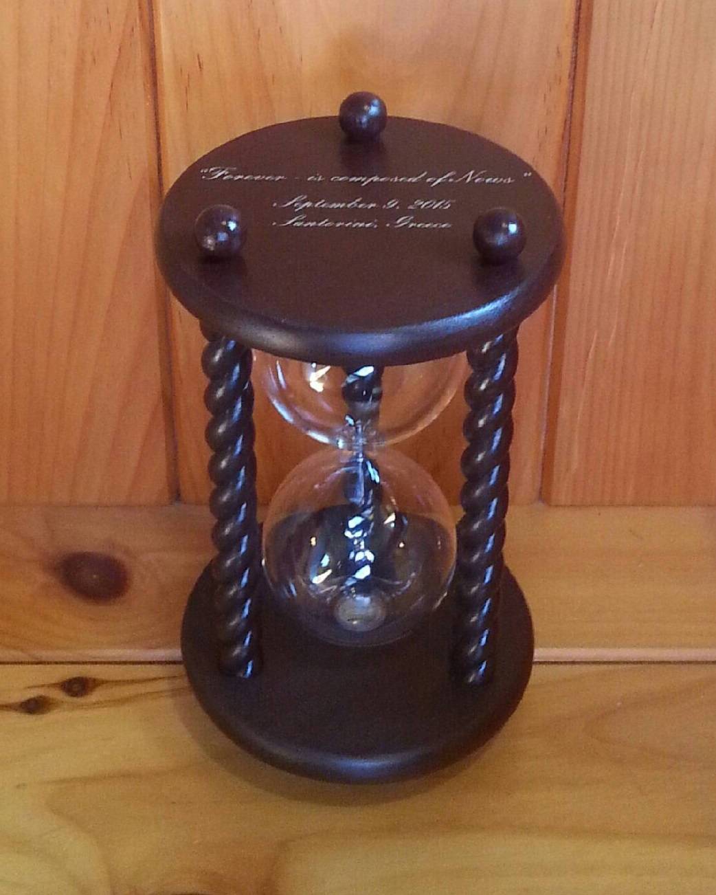 Heirloom Hourglass custom engraving Unity Sand Ceremony Hourglass Engraving on Base of Hourglass