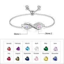 Heirloom Hourglass Customized Bracelets Adjustable / United States Custom Personalized 2 Names Infinity Bracelet with 2 Birthstones Bracelet