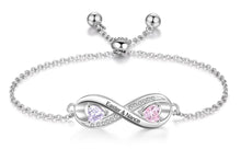 Heirloom Hourglass Customized Bracelets Custom Personalized 2 Names Infinity Bracelet with 2 Birthstones Bracelet