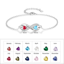 Heirloom Hourglass Customized Bracelets Custom Personalized 2 Names Infinity Bracelet with 2 Birthstones Bracelet