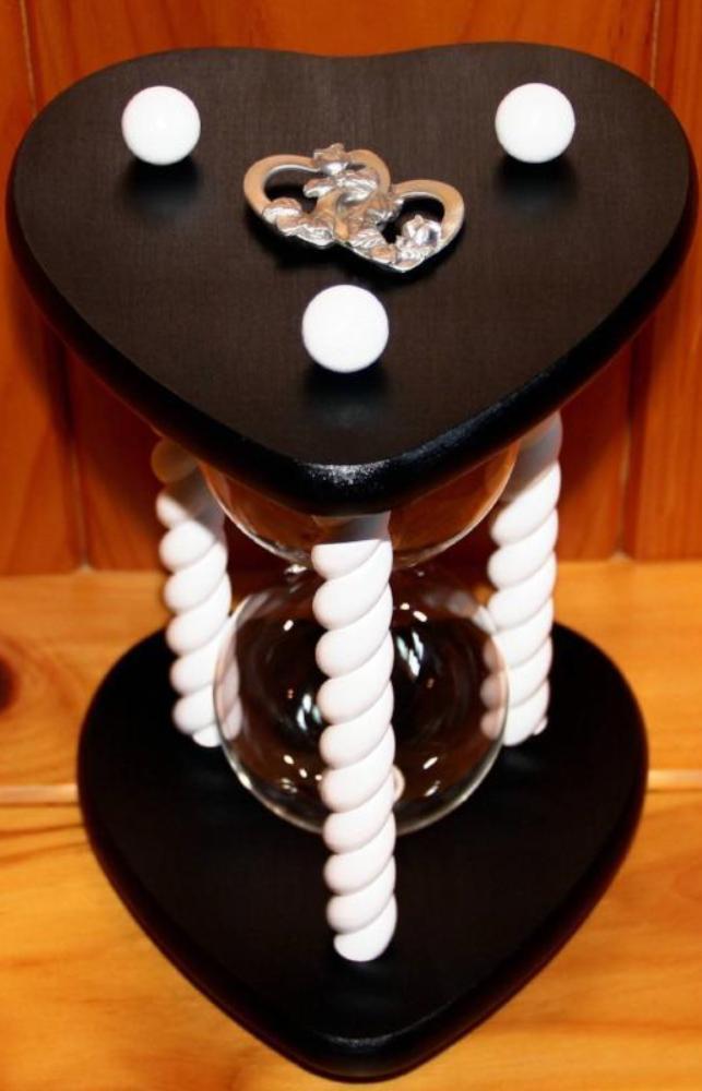 Heirloom Hourglass Heart Shaped Hourglass Heart Shaped Wedding Hourglass in Black and White Unity Hourglass
