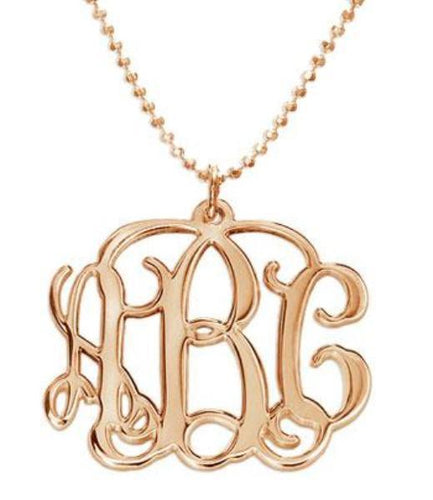Heirloom Hourglass jewelry 18K Rose Gold Plated Sterling Silver Monogram Necklace